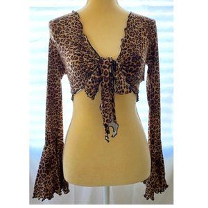 Long Sleeve Leopard Crop Top